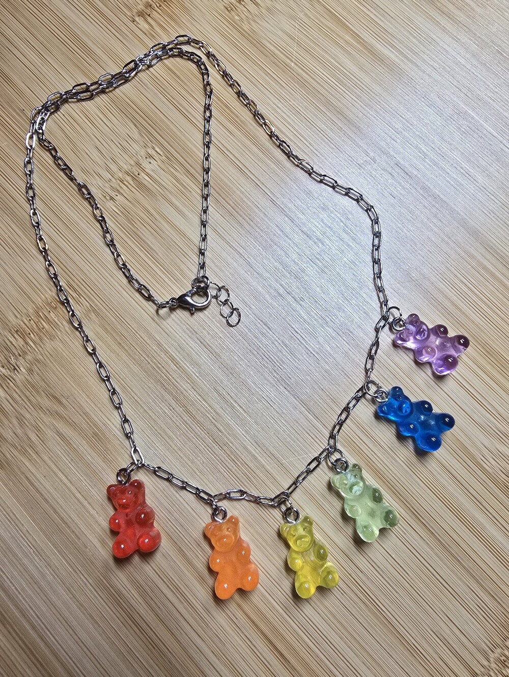 Handmade Pride Gummy Bears Stainless Steel Paperclip Chain Necklace LGBTQ - Picture 3 of 4